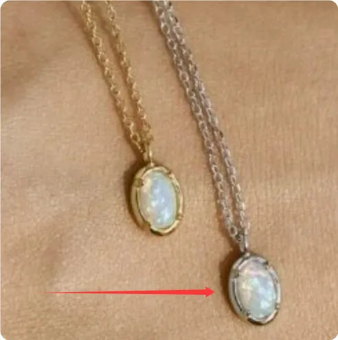 S925 silver pendant necklace with oval jelly opal gemstone in gold or white gold plating