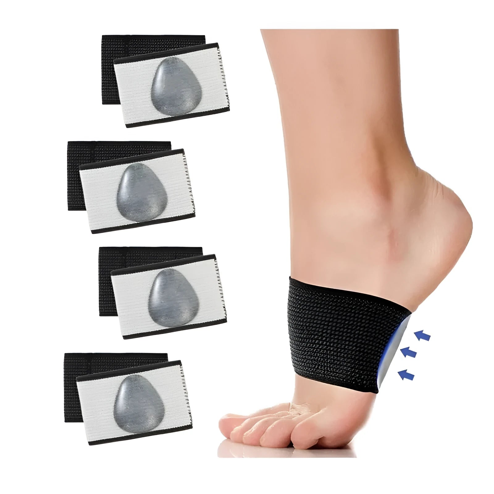 Elastic arch support foot bandage with heart-shaped padding for flat foot conditions
