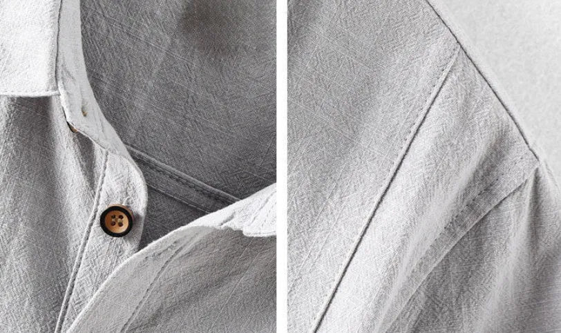 Men's loose fit linen cotton blend casual shirt in solid colours