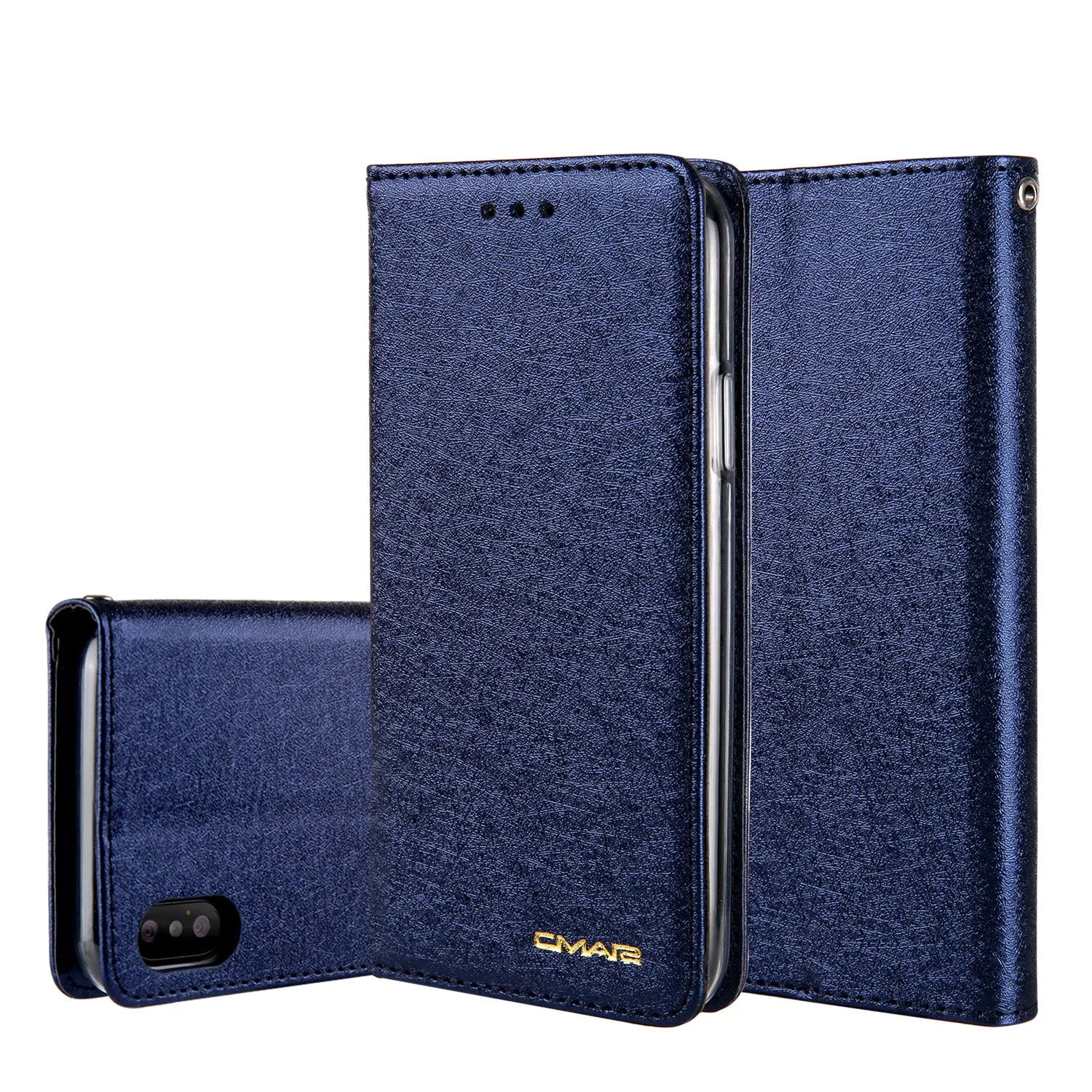 PU leather flip phone case for Apple iPhone with card storage pocket in multiple colour options