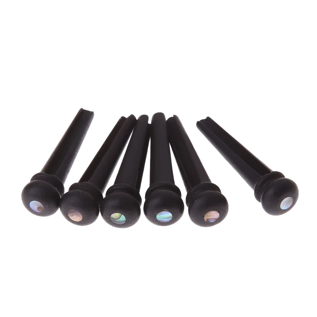 Set of six matt black ebony guitar string nails for folk acoustic instruments