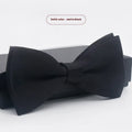Men's solid colour flat head bow tie in multiple colours including black, white, and wine red.
