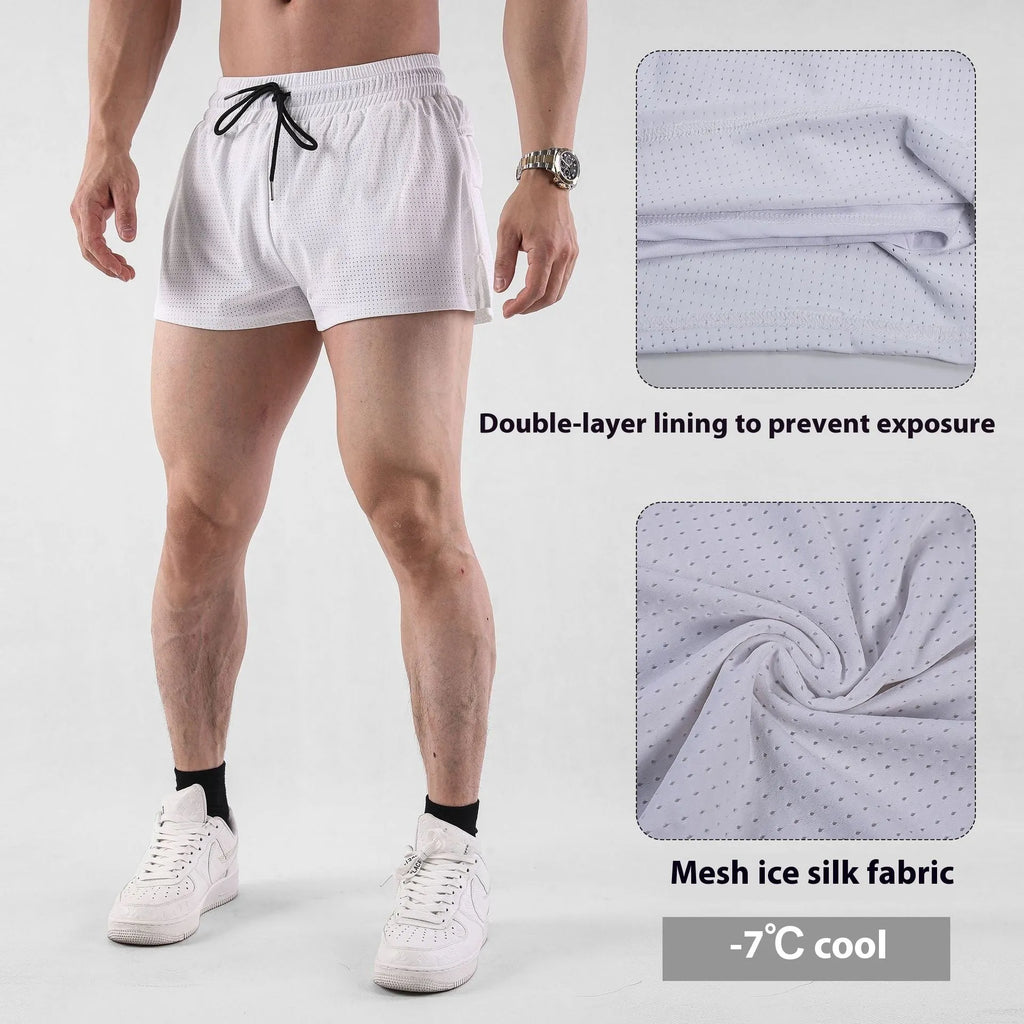 Men's quick-drying nylon summer shorts in black and white colours with mid-waist design