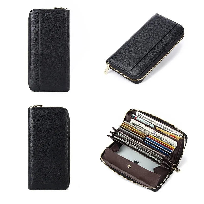 Genuine leather women's long wallet with RFID protection in six colour options