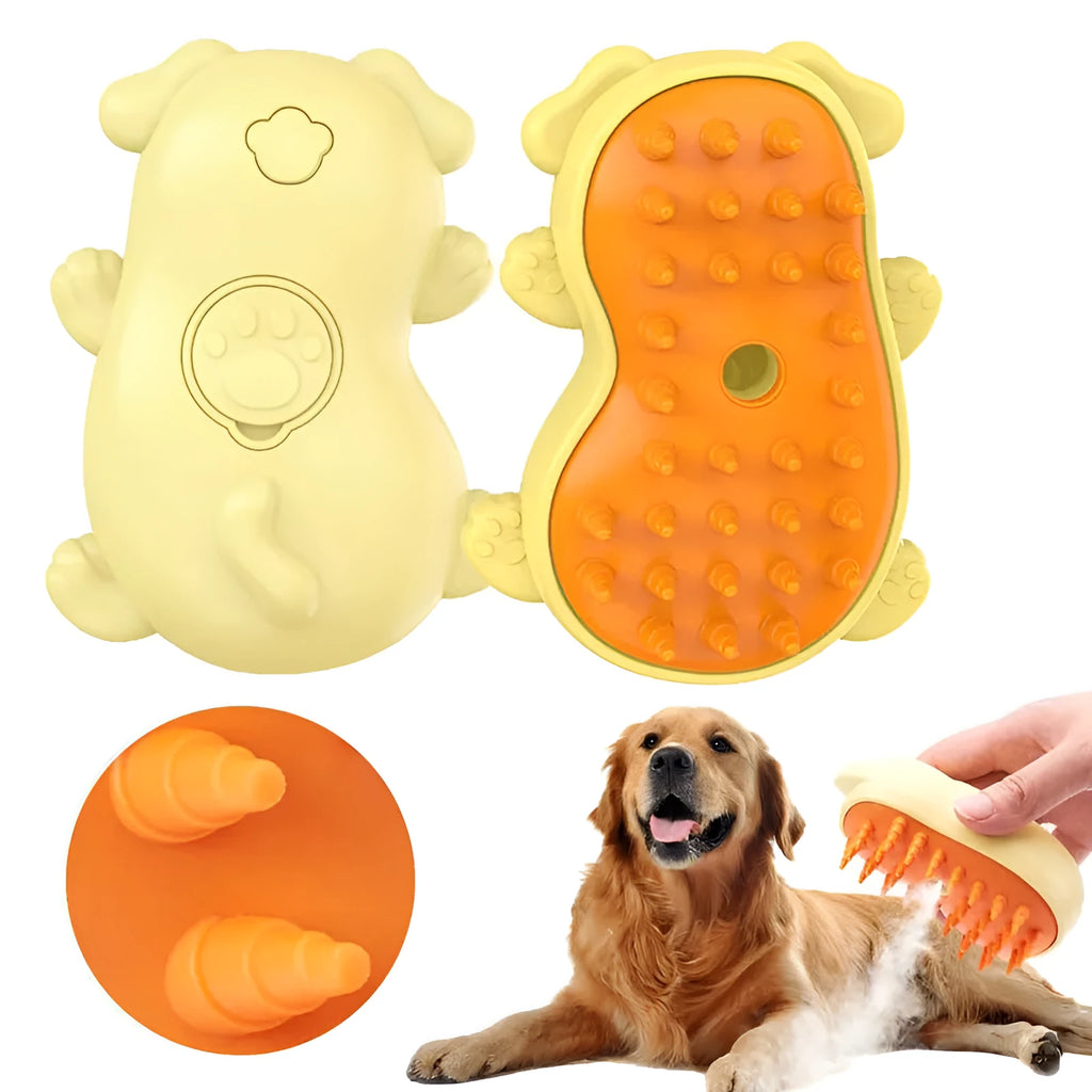 3-in-1 cat steamy brush with self-cleaning steam function for pet hair removal