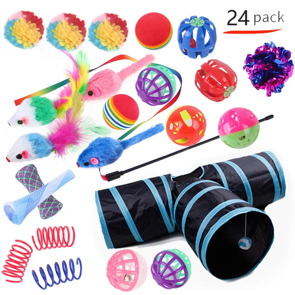 Plastic cat channel toy maze with colourful tracks and accessories for feline play