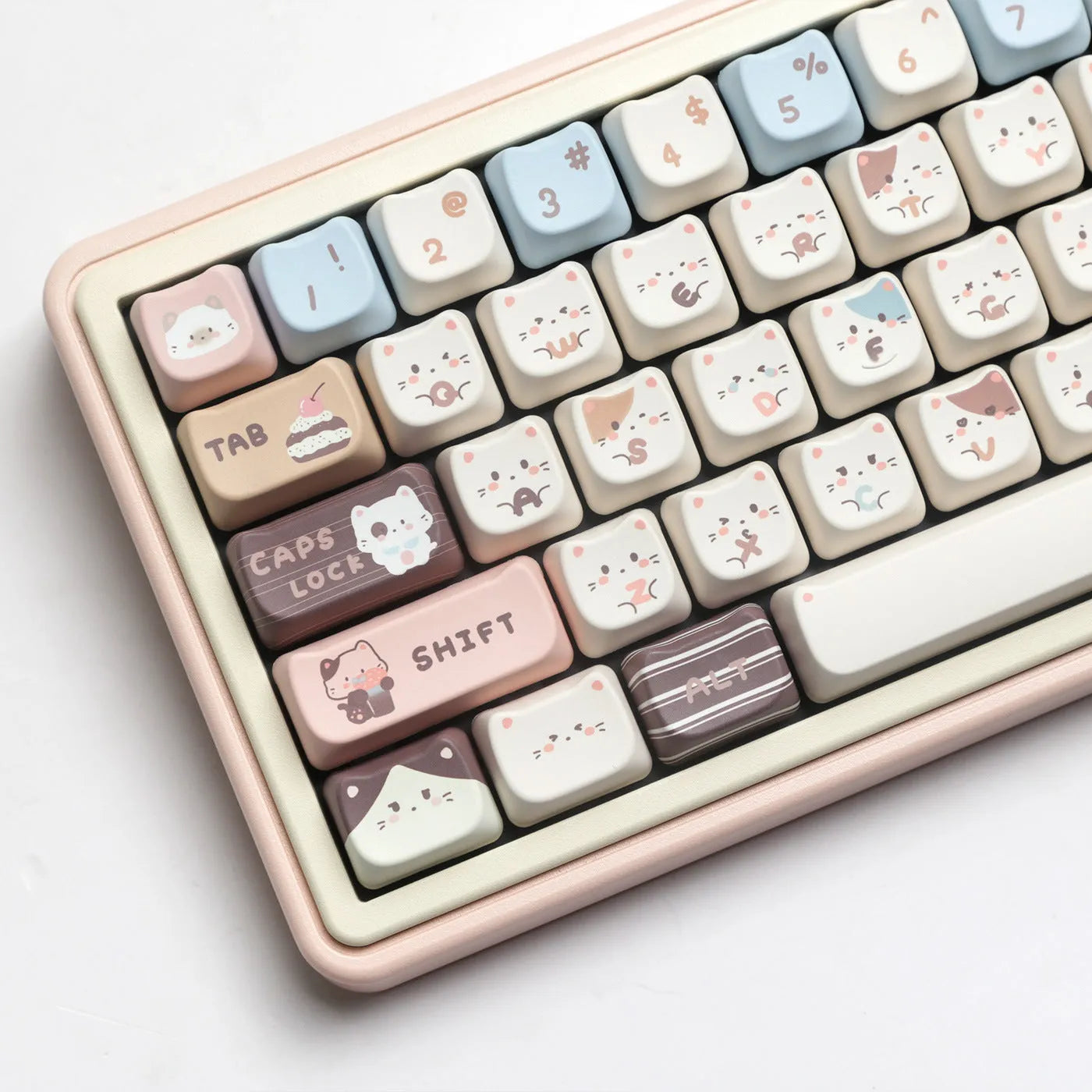 Sea Salt Cat PBT sublimation keycap set for mechanical keyboards showing 26mm profile and March Past supplements