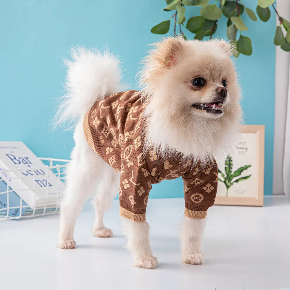 Thick wool dog jumper in monochrome or two-tone colours for autumn and winter wear