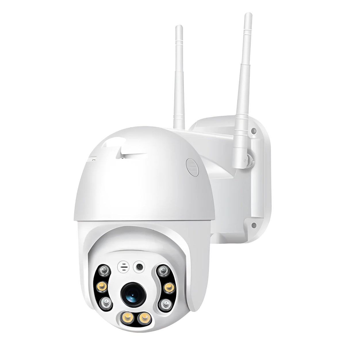White hemispherical 4G remote monitor camera with 1080p, 3.6mm lens, 32GB card and power supply