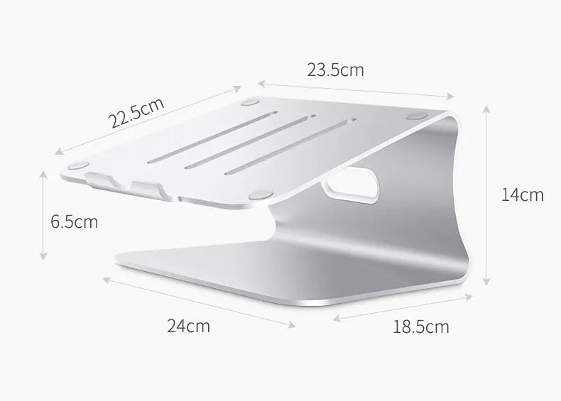 Silver grey aluminium notebook cooling bracket with rotary ventilation design