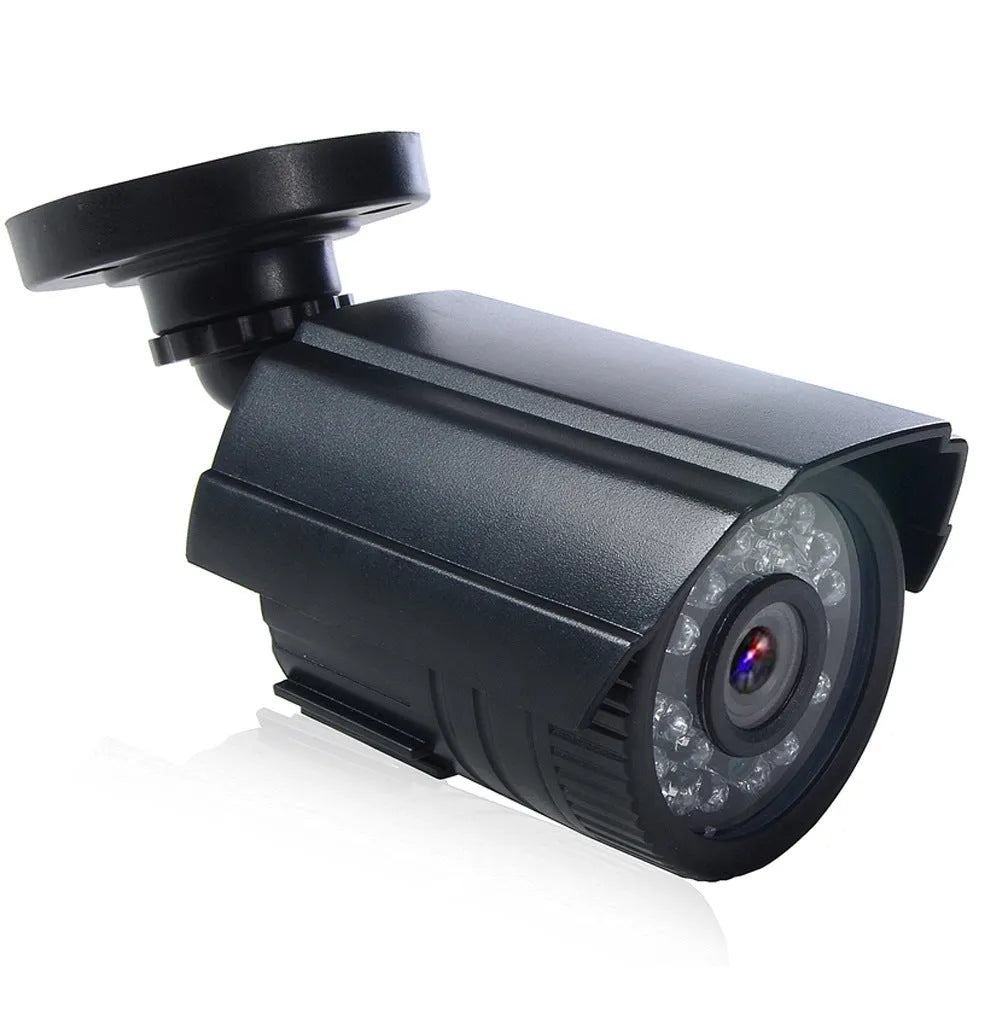 Black HD waterproof CCTV security camera with infrared LEDs around the lens