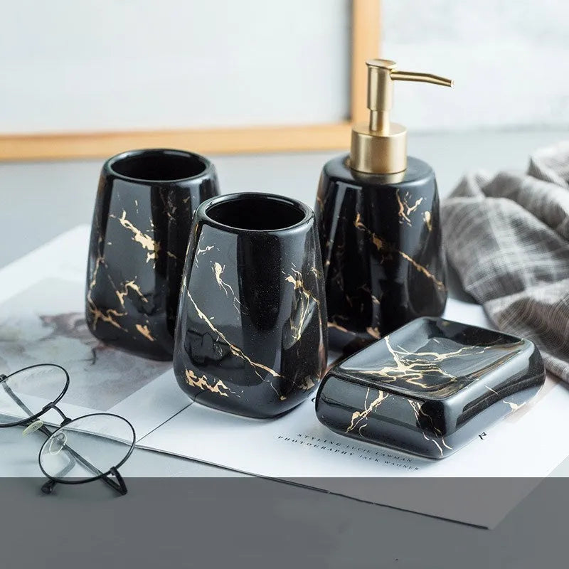 Ceramic bathroom wash set in light luxury style with decal process treatment