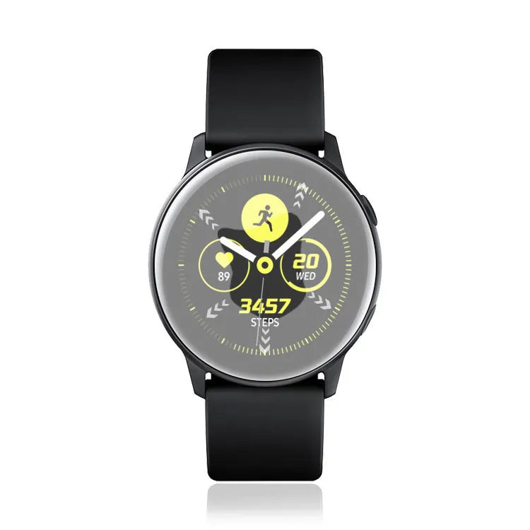 Transparent tempered glass screen protector for Samsung Galaxy Watch Active watch display.