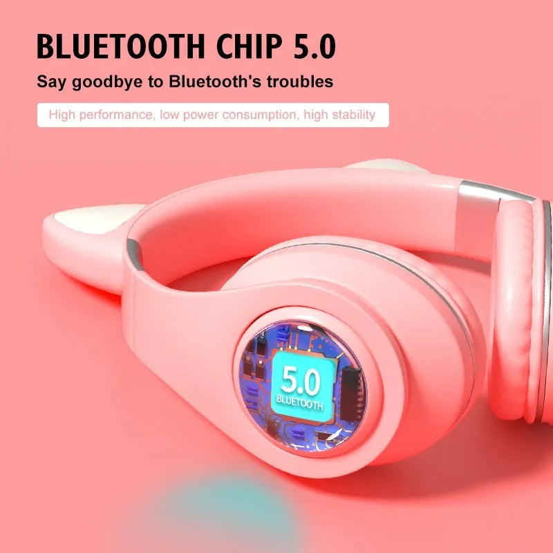 Cat ear wireless Bluetooth sports headset in six colour options with head-mounted design