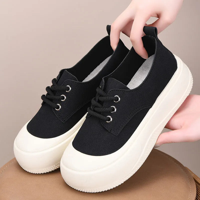 Women's camel suede platform loafers with 4CM height increase and round toe design