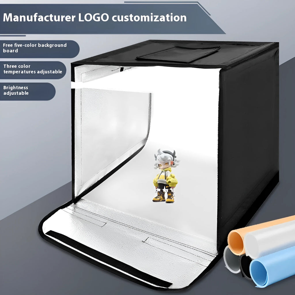 50cm folding studio light box with metal frame and reflective cloth interior for product photography