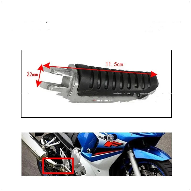 Black anodised aluminium alloy motorcycle footpeg set for Suzuki models including Hayabusa and V-Strom