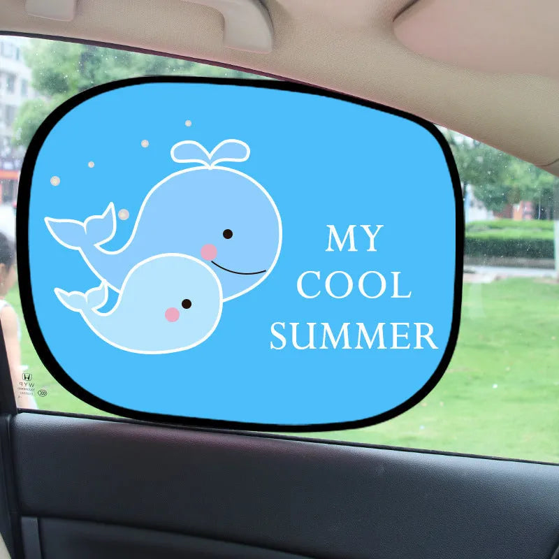 Electrostatic adsorption car side window sunshade pair in nylon mesh with universal fit