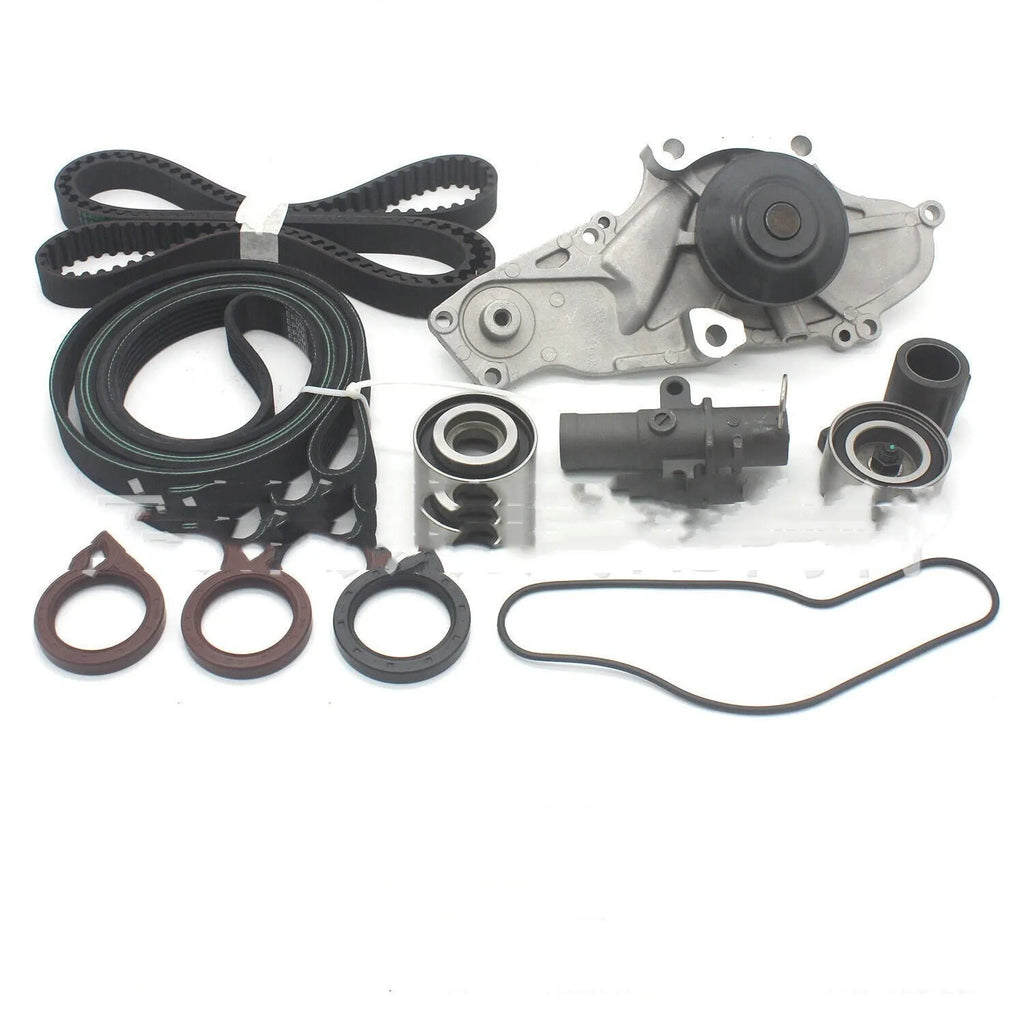 Metal automotive belt and water pump assembly components measuring 28x18x16cm
