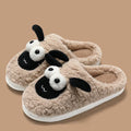Simple lamb thermal cotton slip-on slippers in brown, grey, or white with a suede upper.