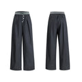 Straight-leg trousers with drooping silhouette and button-open line design detail