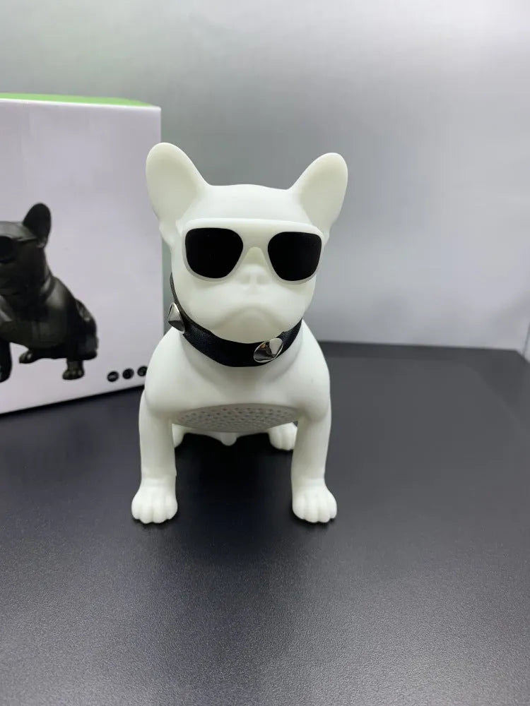 Mini bulldog-shaped Bluetooth wireless speaker in black, red, or white colours