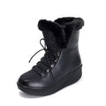 Women's black water-resistant winter boots with lace-up closure and 3cm platform sole
