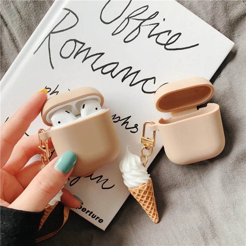 Silicone cylinder ice cream design case for AirPods 2 wireless Bluetooth headphones