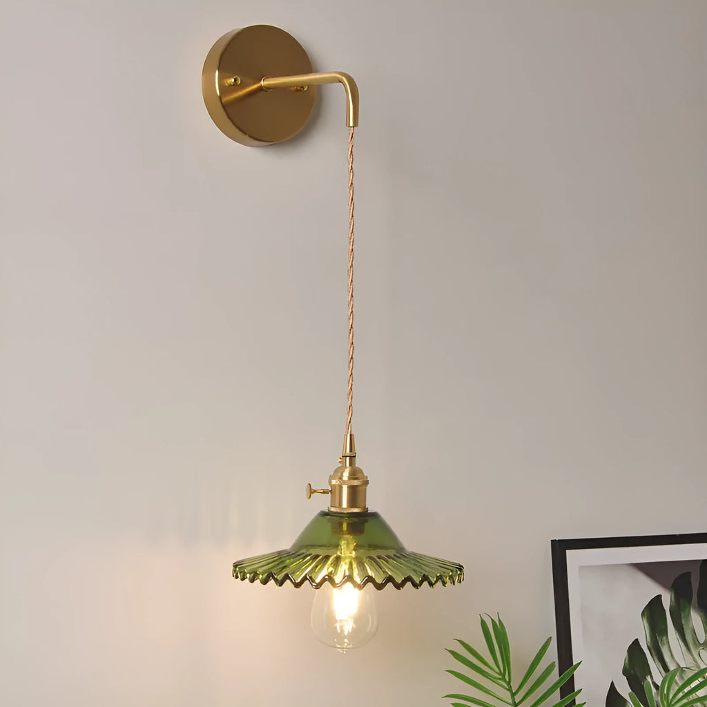 Retro copper and glass lotus wall lamp in six colour options, diameter 22cm.