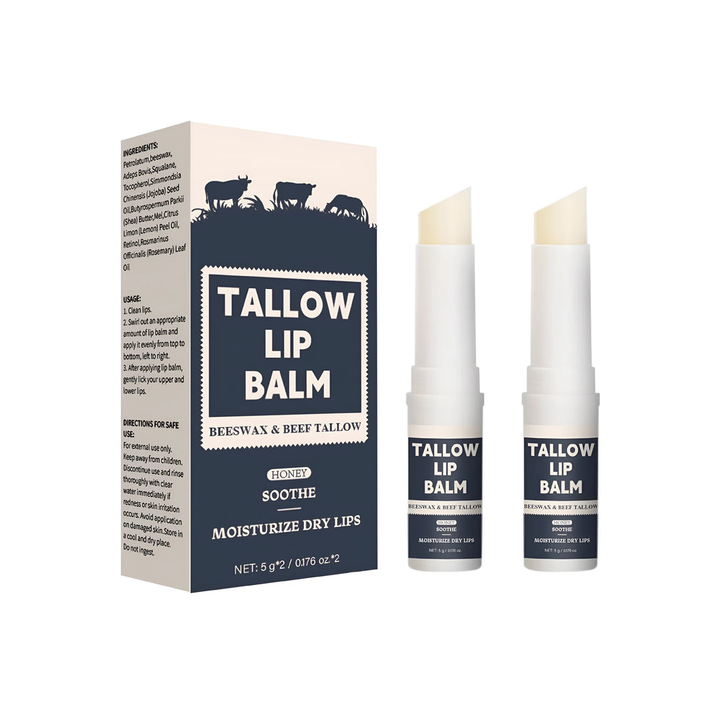 Light Grain Soft Full Lips Beef Fat Lip Balm two-piece set for family lip care