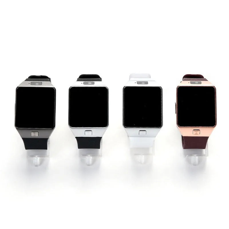 Smart watch with Bluetooth call function showing 1.44-inch touch screen and wrist strap in black, gold, silver grey, or white colour options
