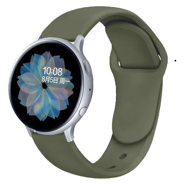 Samsung Galaxy Active 2 silicone watch strap with reverse buckle in multiple colours