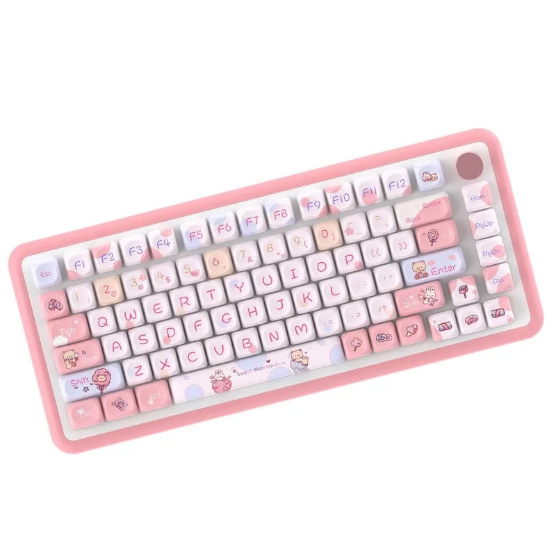 Sweet cotton candy coloured PBT keycaps for mechanical keyboards with cherry MX switches