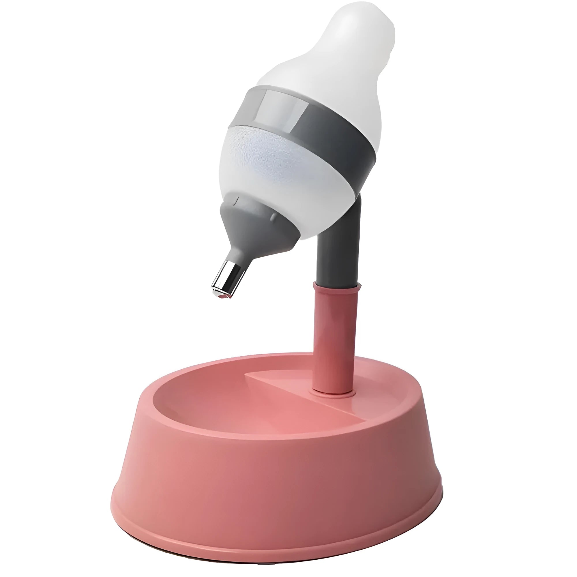 Green height-adjustable pet standing water dispenser with a detachable pole and bowl on a stable base.
