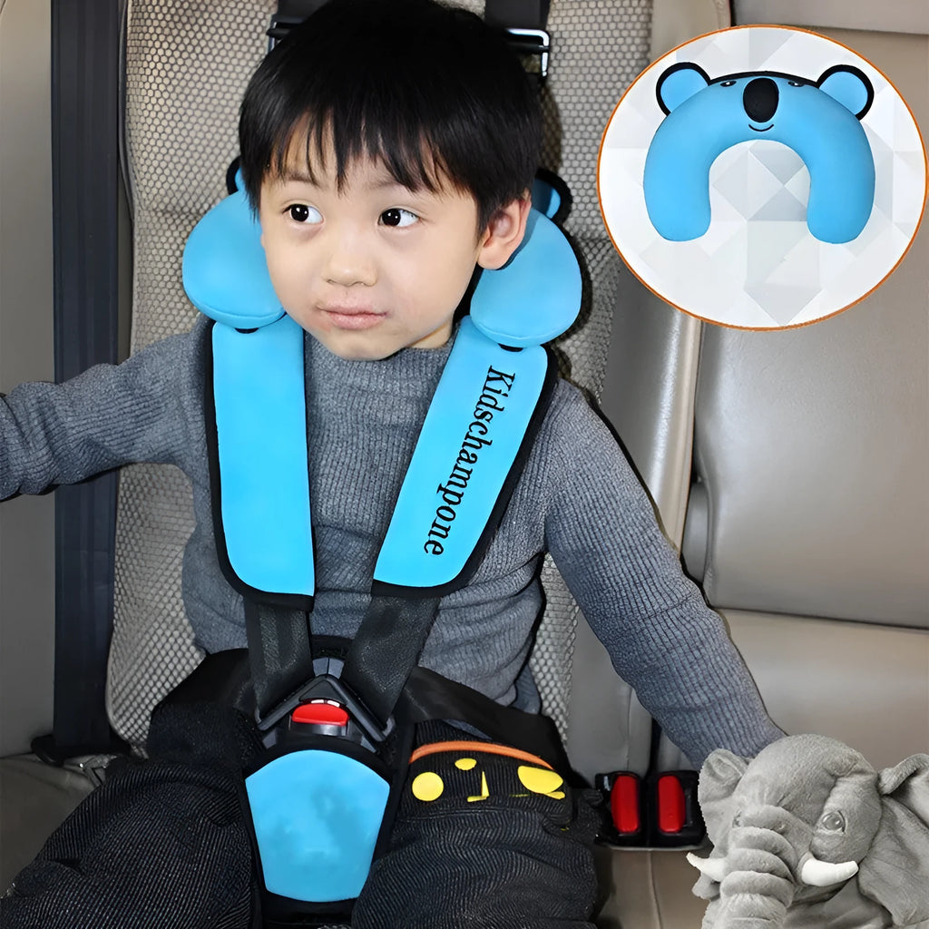 Portable child car seat belt retainer in polyester fabric for children 12-36kg