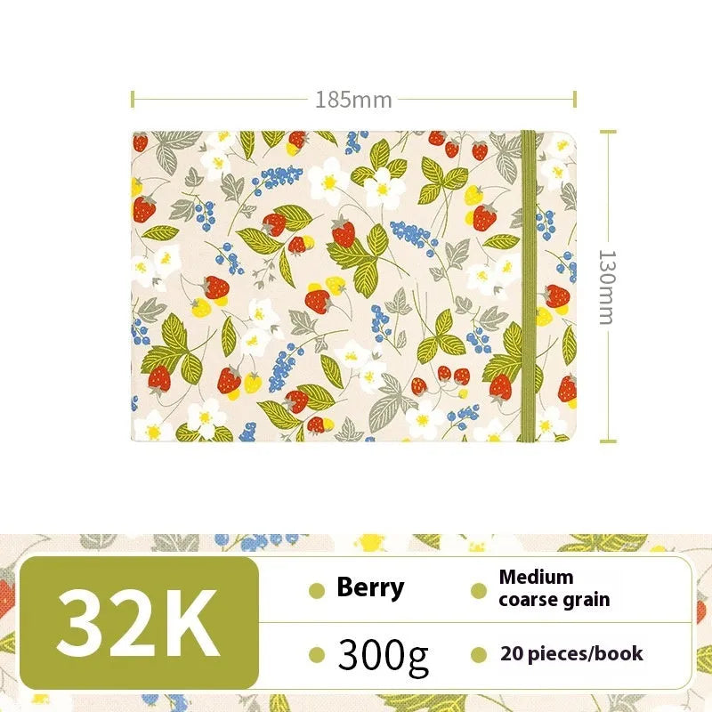 Feiluniao handmade fabric watercolour sketchbook with decorative cover, shown at 185mm length.