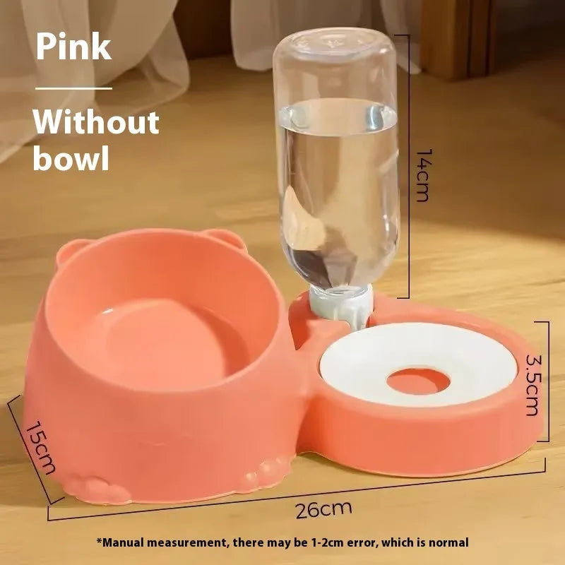 Plastic double bowl automatic drinking pet basin for cats in choice of four colours