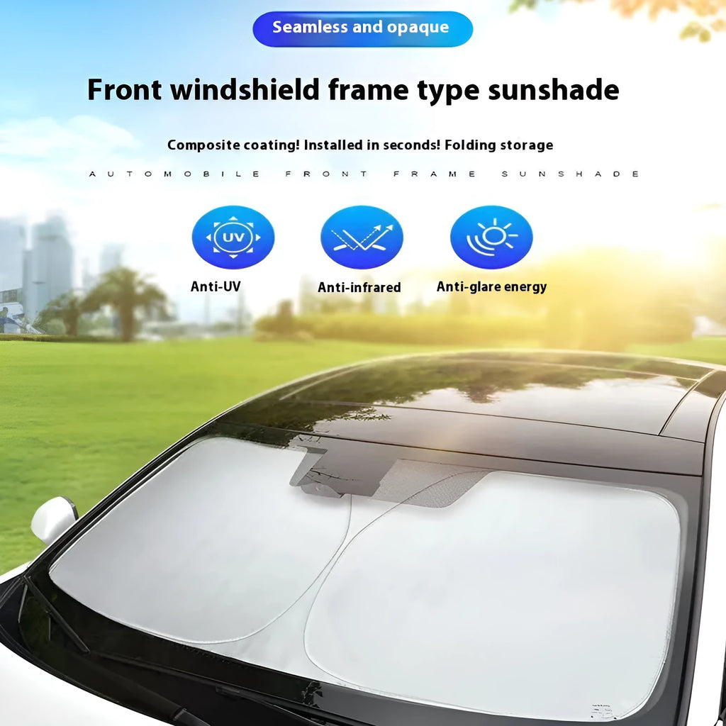 Aluminium foil car sunshade for heat and UV protection in silver colour