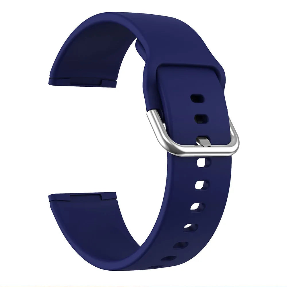 Fitbit Versa 3 and Sense 2 silicone replacement strap with silver buckle in one of twelve colour options.