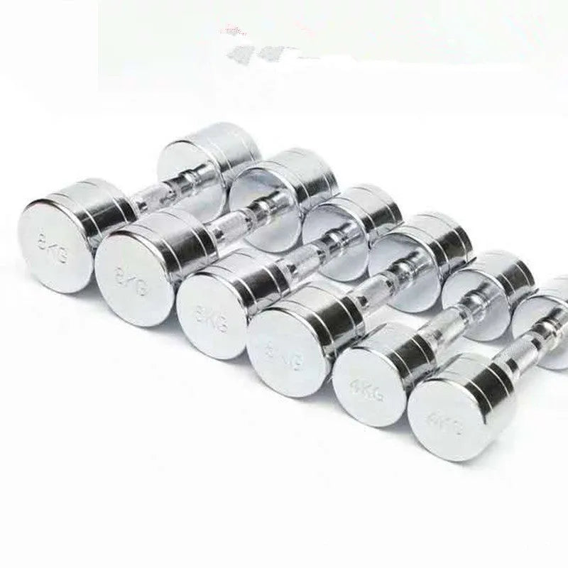 Silver pure steel 1kg dumbbell with electroplated finish and ergonomic handle