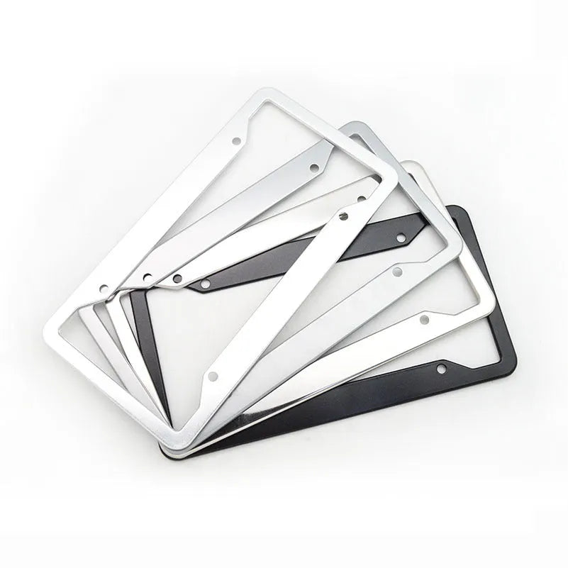 Stainless steel aluminium alloy licence plate frame in black, grey, silver and steel finishes