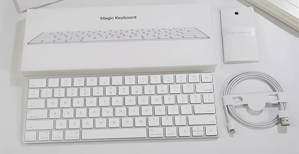White Apple G6 ultra-thin metal Bluetooth wireless keyboard with multimedia function keys