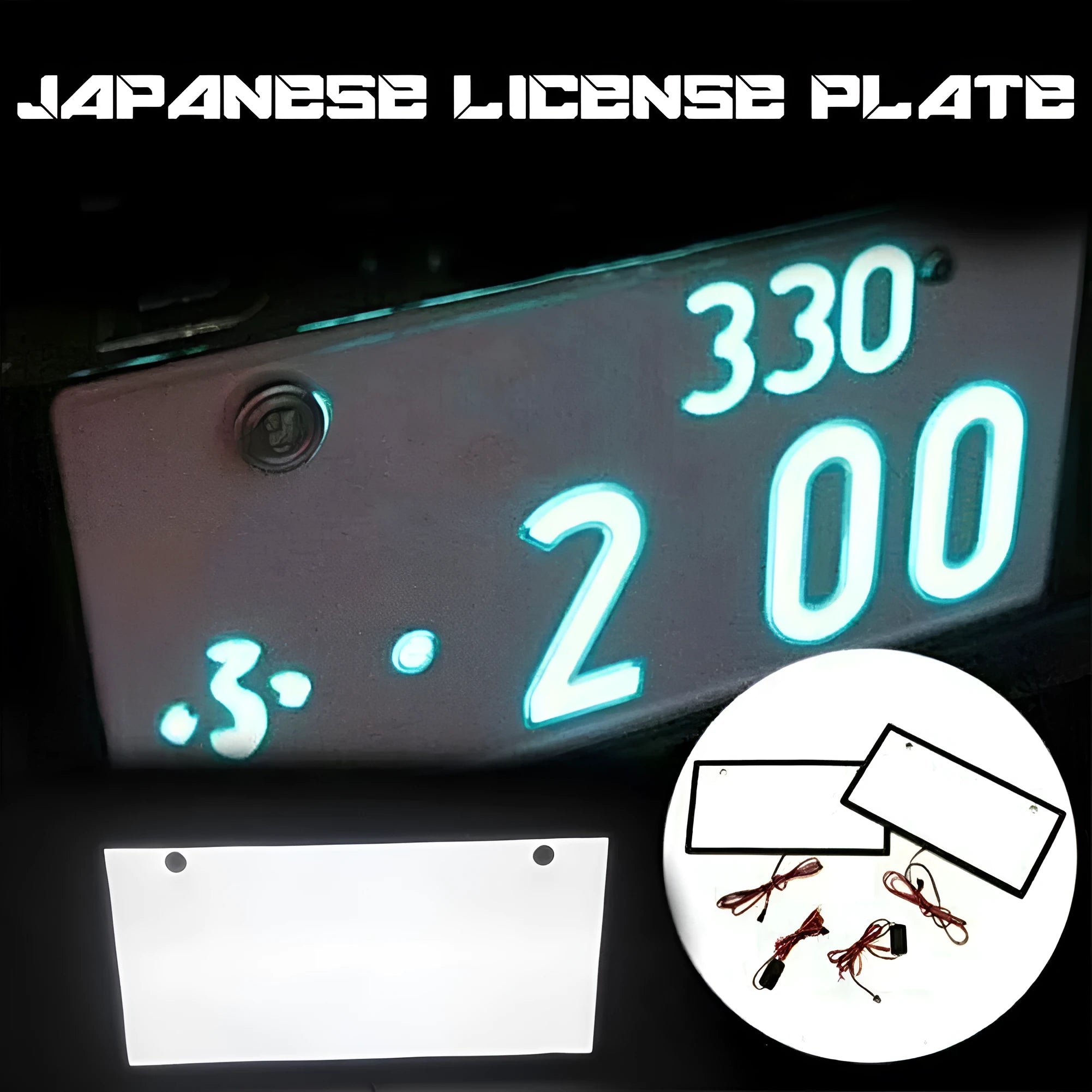 LED truck luminous license plate light set with two plastic housing units showing thin flat design