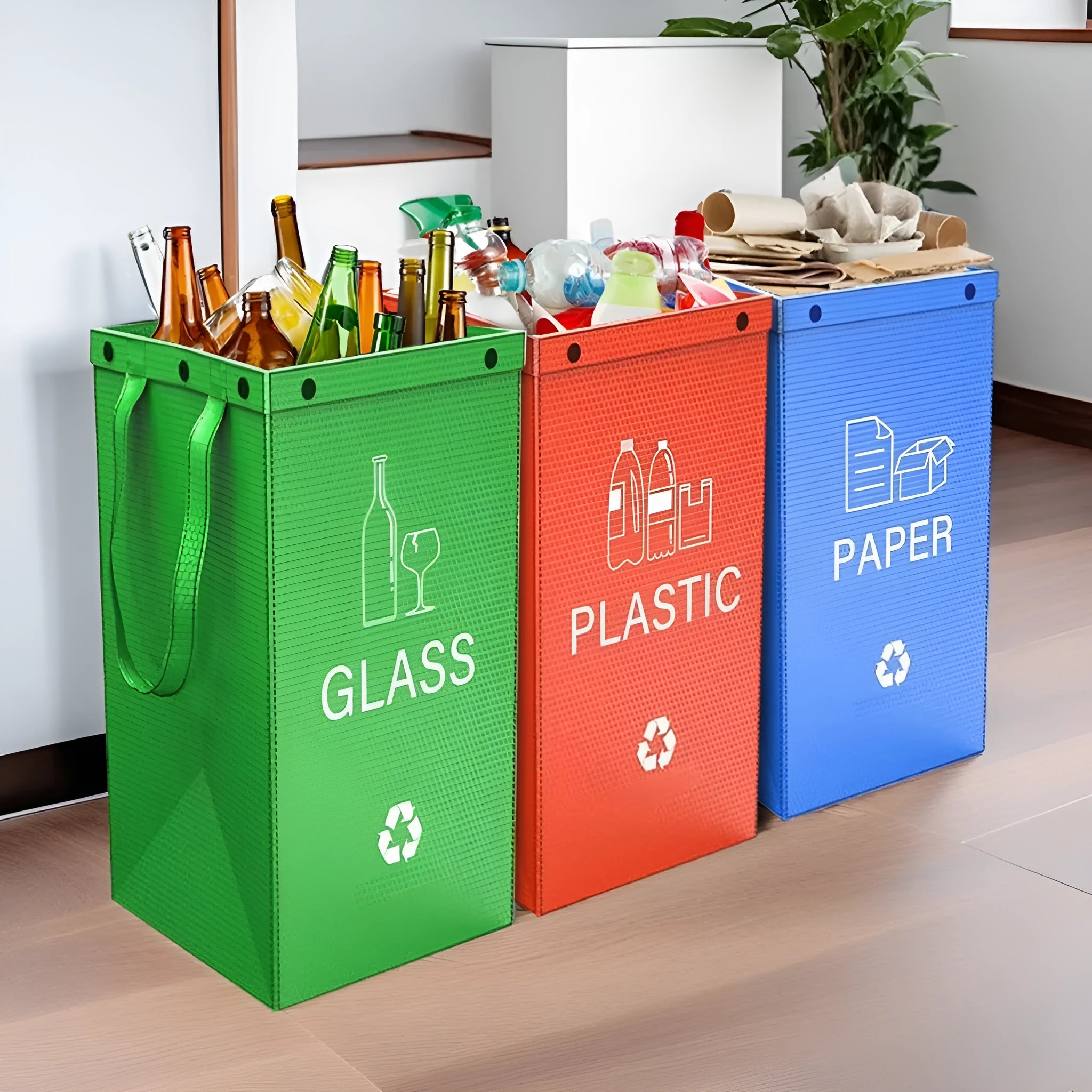 Plastic 40-litre capacity household waste bin with clean bag design for recycling organisation