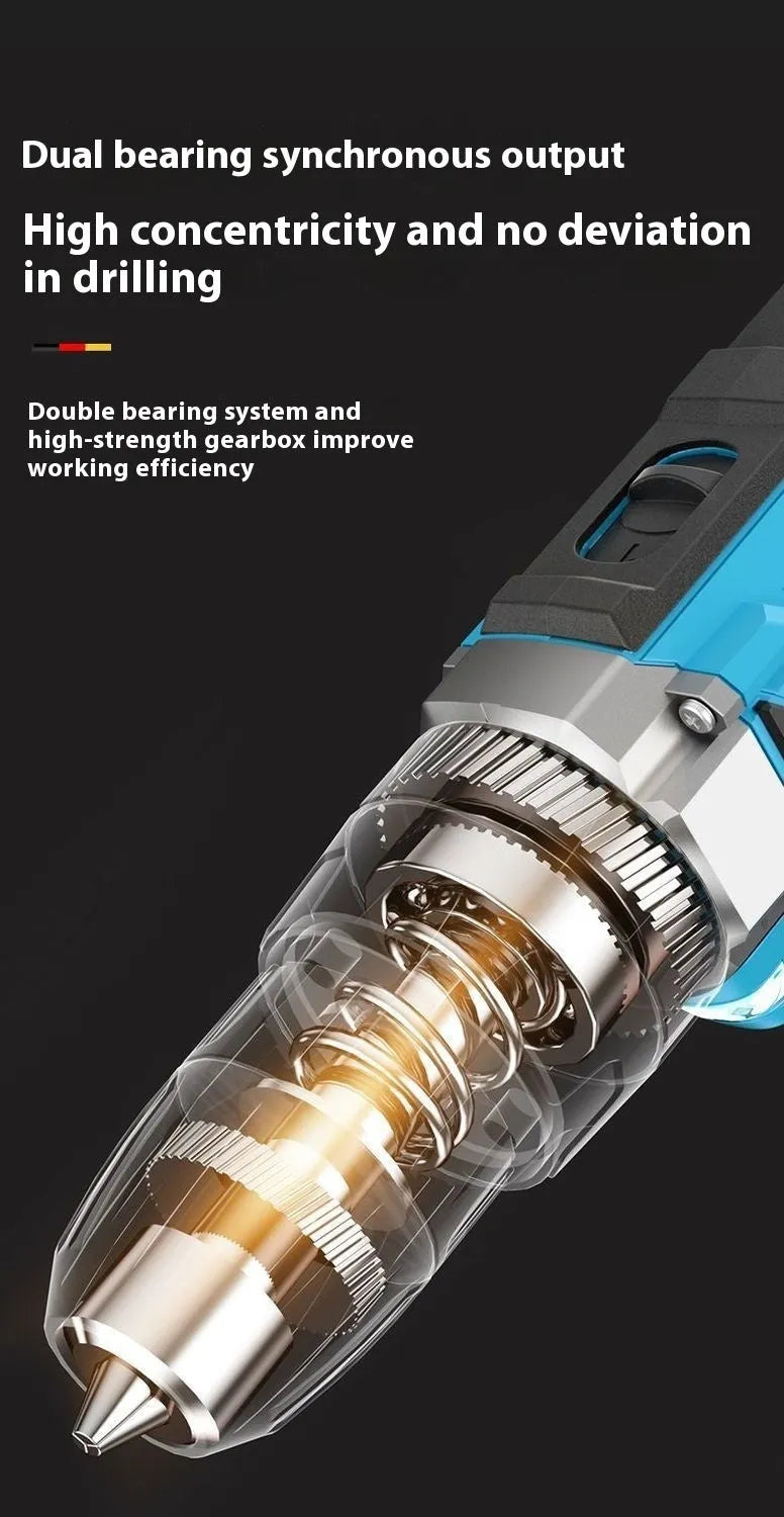 12V two-speed impact pistol drill electric screwdriver set in luxury packaging case