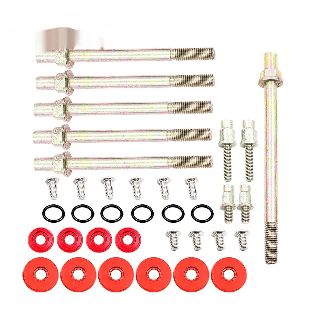 Aluminium alloy engine gasket kit for Honda Civic K Series in black, blue, red, and silver options.