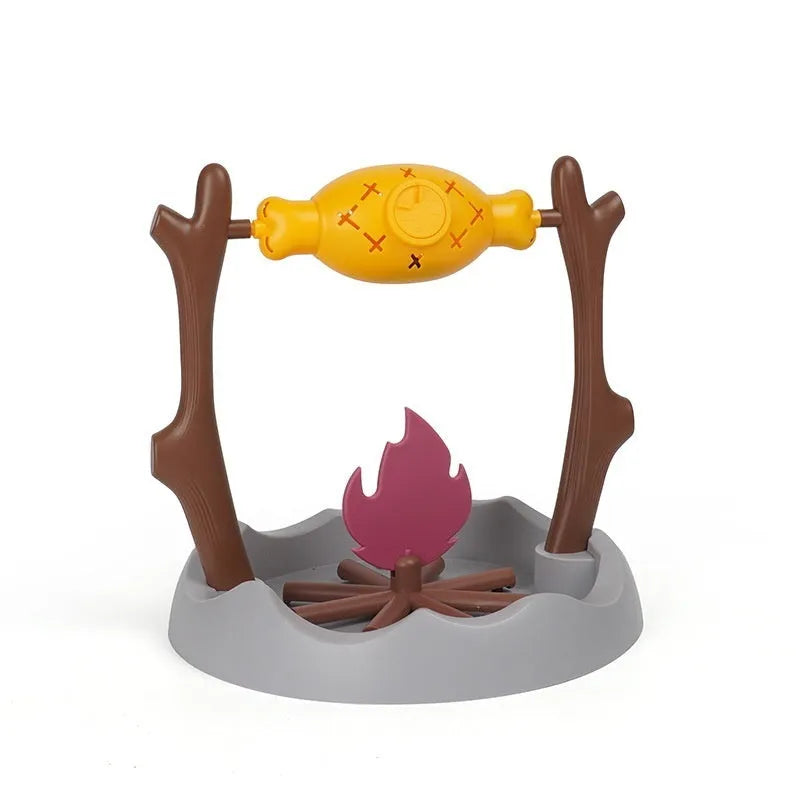 Barbecue-themed tumbling cat feeder toy with leakage food dispensing mechanism