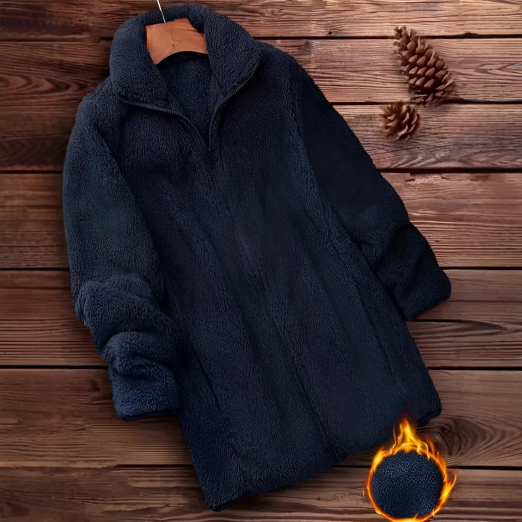 Double-sided fleece outdoor coat in polyester available in three colours with Asian sizing