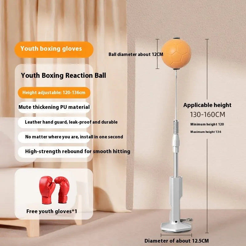 Vertical boxing reaction speed ball in grey and orange colours for youth and adult training