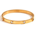 Stainless steel women's bracelet with peach heart design and micro-inlaid detailing in electroplated golden colour